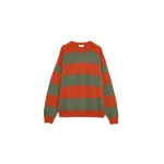 The Frankie Shop Amish Supplies Crewneck Sweater - Sage/Orange - Oversized Minimalist Knitwear in Green - Shop at Coveti