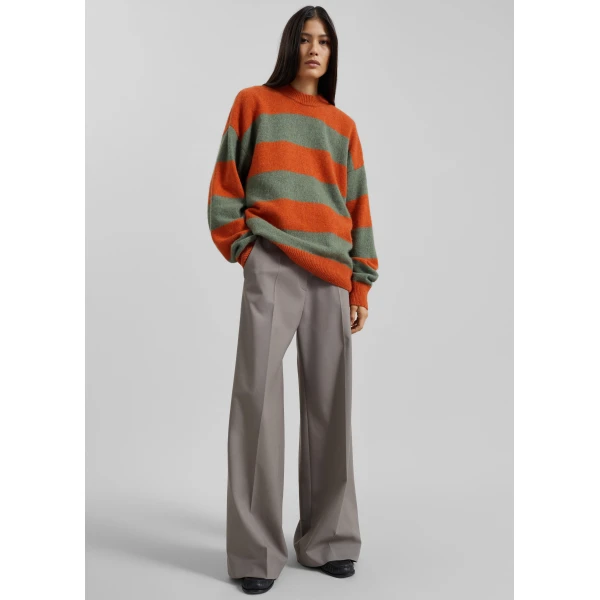 The Frankie Shop Amish Supplies Crewneck Sweater – Sage/Orange, view 4