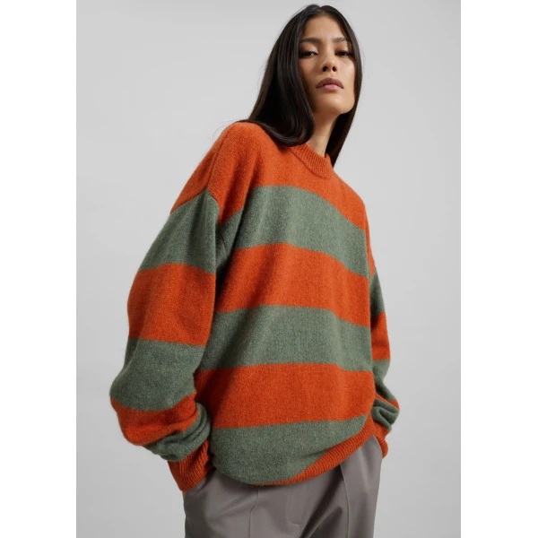 The Frankie Shop Amish Supplies Crewneck Sweater – Sage/Orange, view 5