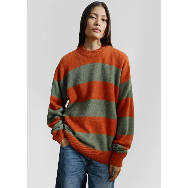 The Frankie Shop Amish Supplies Crewneck Sweater – Sage/Orange, view 6
