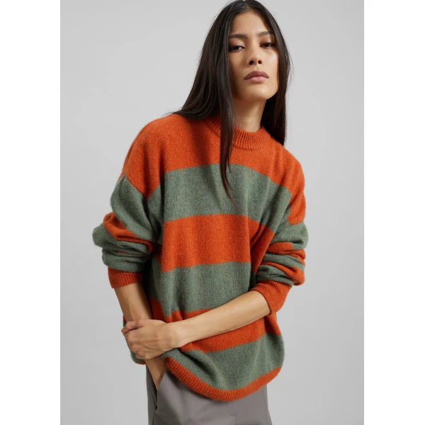 The Frankie Shop Amish Supplies Crewneck Sweater – Sage/Orange, view 7