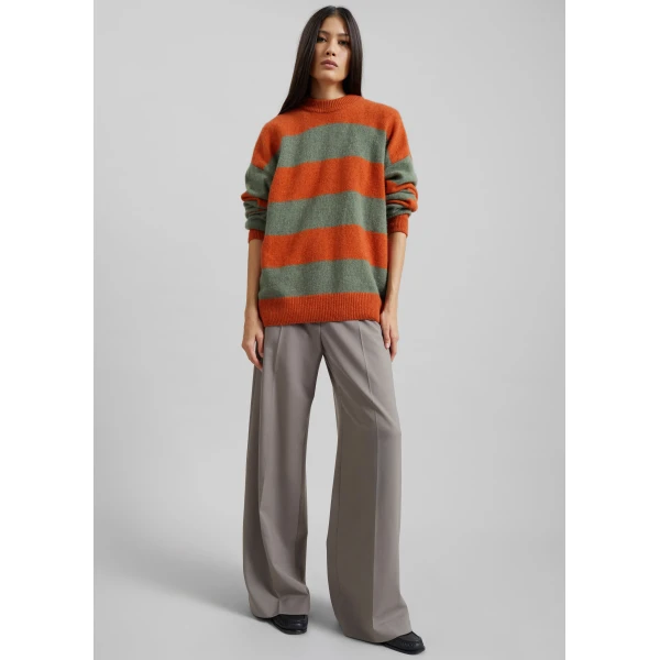 The Frankie Shop Amish Supplies Crewneck Sweater – Sage/Orange, view 8