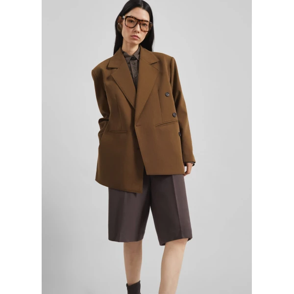 The Frankie Shop Antwerp Wrap Blazer – Brown, view 2