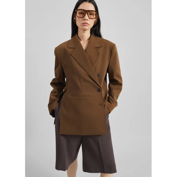 The Frankie Shop Antwerp Wrap Blazer – Brown, view 3
