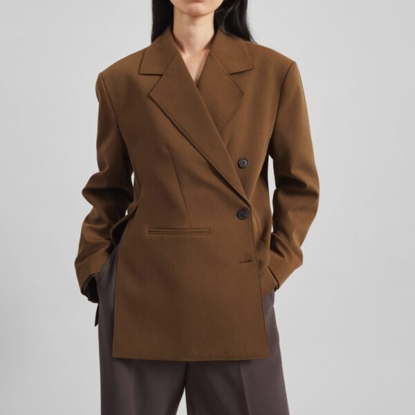 The Frankie Shop Antwerp Wrap Blazer - Brown - Oversized Minimalist Jackets in Brown - Shop at Coveti