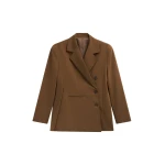 The Frankie Shop Antwerp Wrap Blazer - Brown - Oversized Minimalist Jackets in Brown - Shop at Coveti