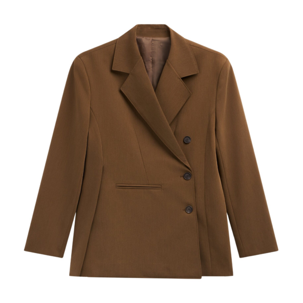 The Frankie Shop Antwerp Wrap Blazer - Brown - Oversized Minimalist Jackets in Brown - Shop at Coveti