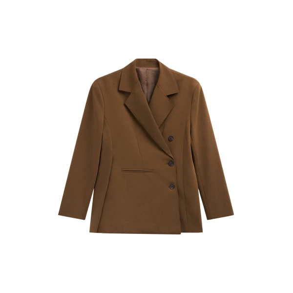 The Frankie Shop Antwerp Wrap Blazer - Brown - Oversized Minimalist Jackets in Brown - Shop at Coveti