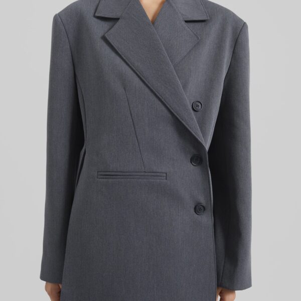 The Frankie Shop Antwerp Wrap Blazer - Grey - Oversized Minimalist Jackets in Grey - Shop at Coveti