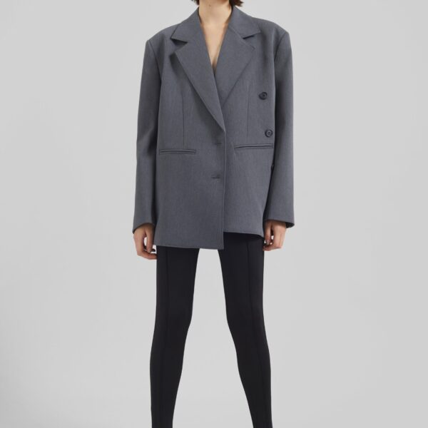 The Frankie Shop Antwerp Wrap Blazer - Grey - Oversized Minimalist Jackets in Grey - Shop at Coveti