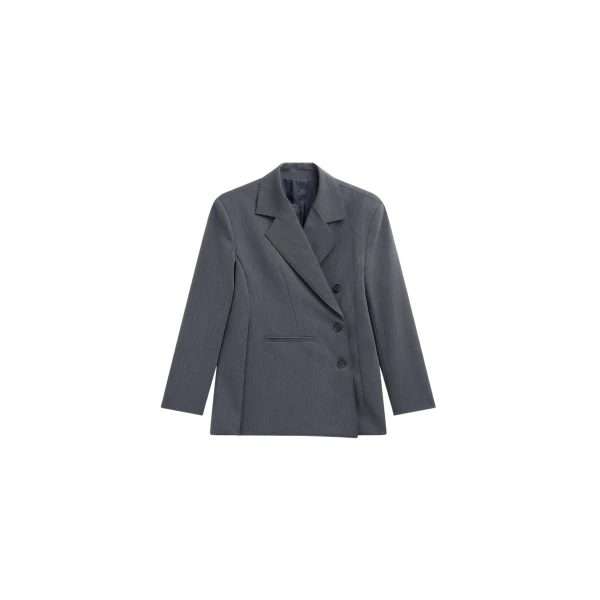 The Frankie Shop Antwerp Wrap Blazer - Grey - Oversized Minimalist Jackets in Grey - Shop at Coveti