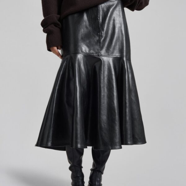 The Frankie Shop Arvika Faux Leather Mermaid Skirt - Black - Oversized Minimalist Skirts in Black - Shop at Coveti