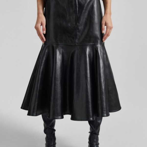 The Frankie Shop Arvika Faux Leather Mermaid Skirt - Black - Oversized Minimalist Skirts in Black - Shop at Coveti