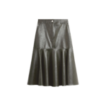 The Frankie Shop Arvika Faux Leather Mermaid Skirt - Dark Olive - Oversized Minimalist Skirts in Green - Shop at Coveti