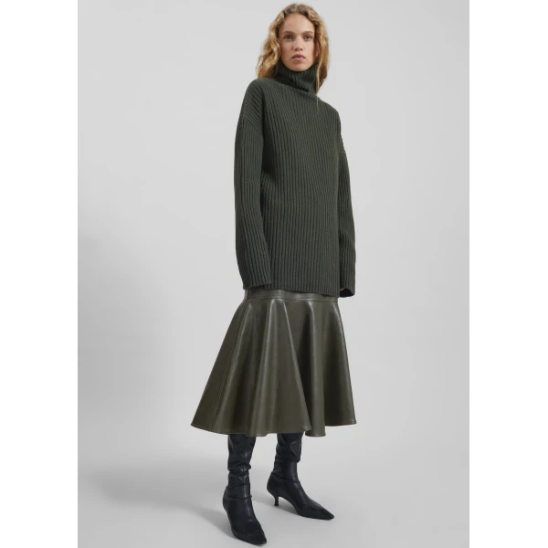 The Frankie Shop Arvika Faux Leather Mermaid Skirt – Dark Olive, view 4