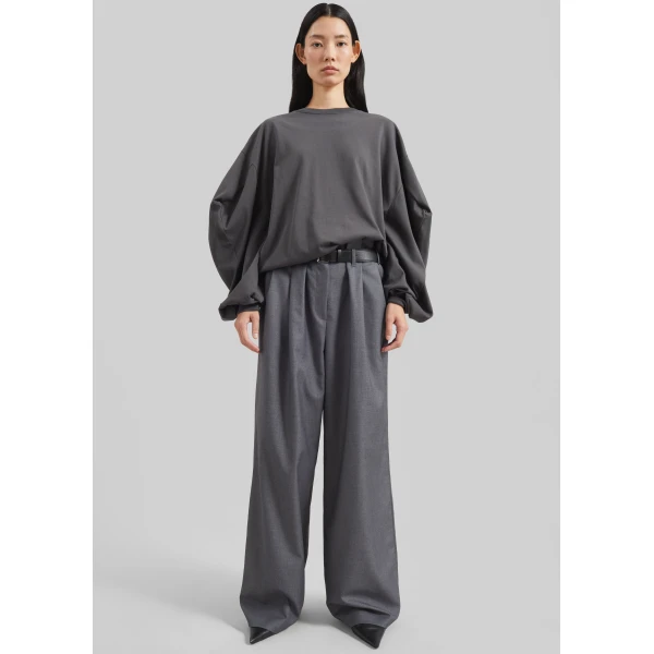The Frankie Shop Balve Balloon Sleeve Sweatshirt – Grey Top, view 2