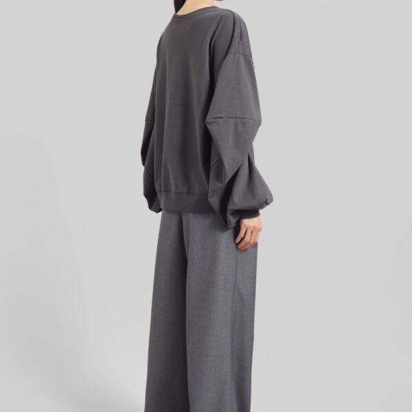 The Frankie Shop Balve Balloon Sleeve Sweatshirt - Grey - Oversized Minimalist Tops in Grey - Shop at Coveti