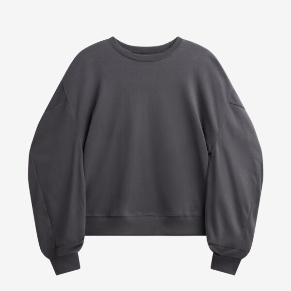 The Frankie Shop Balve Balloon Sleeve Sweatshirt - Grey - Oversized Minimalist Tops in Grey - Shop at Coveti