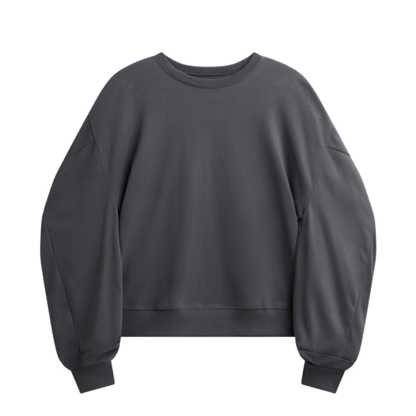 The Frankie Shop Balve Balloon Sleeve Sweatshirt - Grey - Oversized Minimalist Tops in Grey - Shop at Coveti