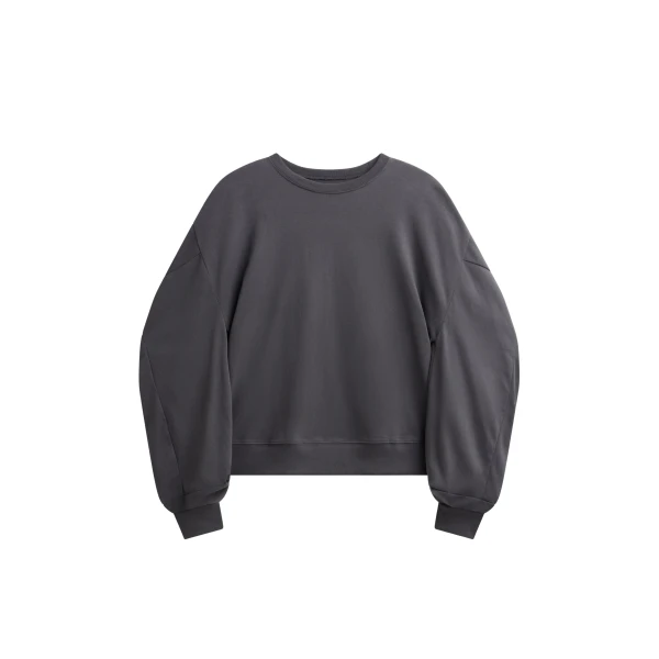 The Frankie Shop Balve Balloon Sleeve Sweatshirt - Grey - Oversized Minimalist Tops in Grey - Shop at Coveti