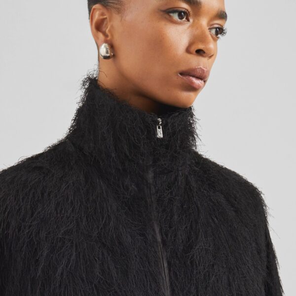 The Frankie Shop Baxter Fringed Track Jacket - Black - Oversized Minimalist Jackets in Black - Shop at Coveti