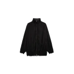 The Frankie Shop Baxter Fringed Track Jacket - Black - Oversized Minimalist Jackets in Black - Shop at Coveti
