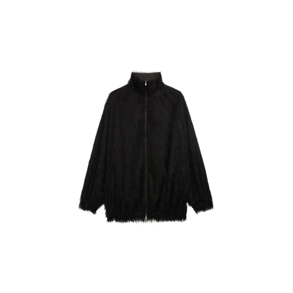 The Frankie Shop Baxter Fringed Track Jacket - Black - Oversized Minimalist Jackets in Black - Shop at Coveti