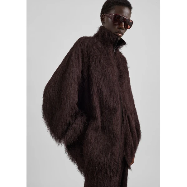 The Frankie Shop Baxter Fringed Track Jacket – Dark Brown, view 2