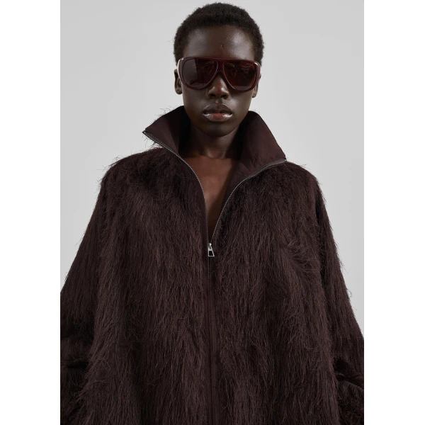 The Frankie Shop Baxter Fringed Track Jacket – Dark Brown, view 3