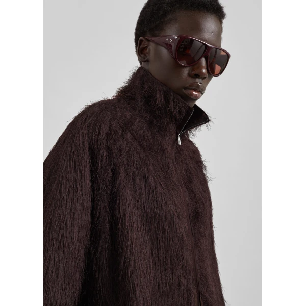 The Frankie Shop Baxter Fringed Track Jacket – Dark Brown, view 7