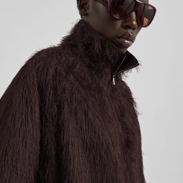 The Frankie Shop Baxter Fringed Track Jacket - Dark Brown - Oversized Minimalist Jackets in Brown - Shop at Coveti