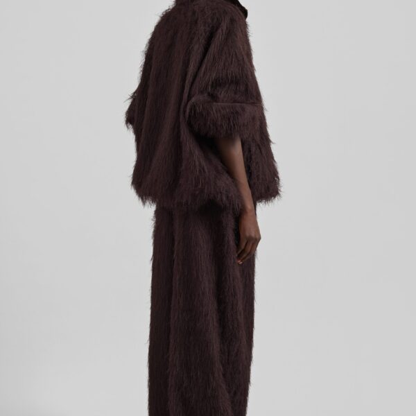 The Frankie Shop Baxter Fringed Track Jacket - Dark Brown - Oversized Minimalist Jackets in Brown - Shop at Coveti