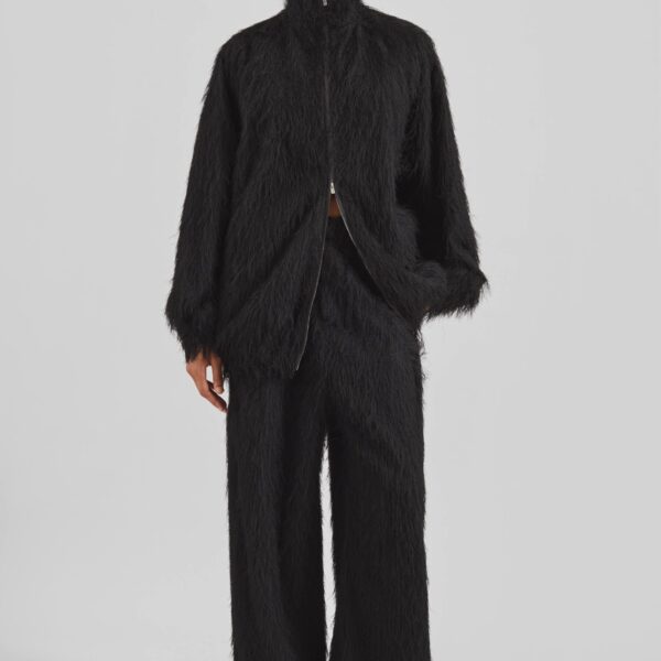 The Frankie Shop Baxter Fringed Track Pants - Black - Oversized Minimalist Pants in Black - Shop at Coveti