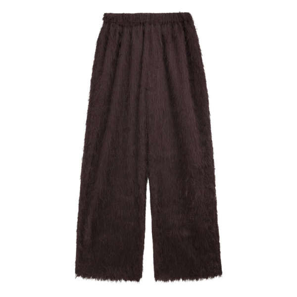 The Frankie Shop Baxter Fringed Track Pants - Dark Brown - Oversized Minimalist Pants in Brown - Shop at Coveti