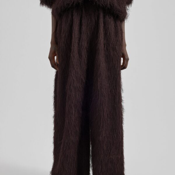 The Frankie Shop Baxter Fringed Track Pants - Dark Brown - Oversized Minimalist Pants in Brown - Shop at Coveti