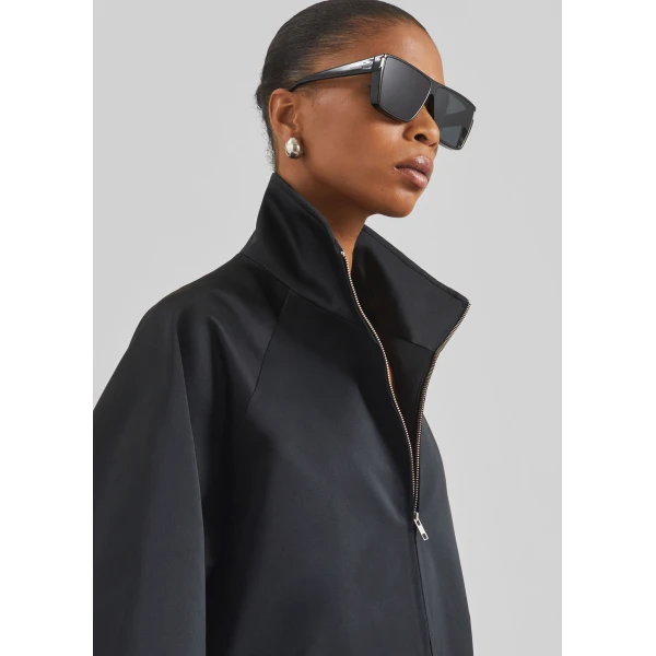 The Frankie Shop Baxter Satin Track Jacket – Black, view 5