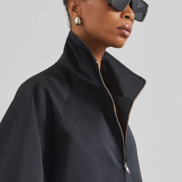 The Frankie Shop Baxter Satin Track Jacket - Black - Oversized Minimalist Jackets in Black - Shop at Coveti