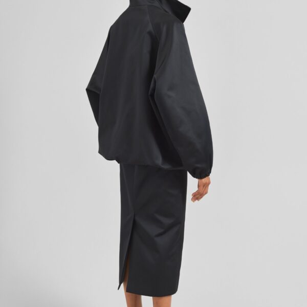 The Frankie Shop Baxter Satin Track Jacket - Black - Oversized Minimalist Jackets in Black - Shop at Coveti