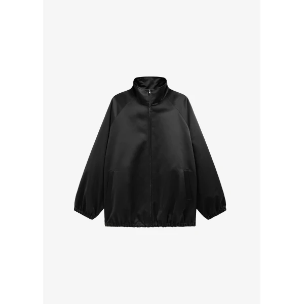The Frankie Shop Baxter Satin Track Jacket – Black, view 9