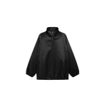 The Frankie Shop Baxter Satin Track Jacket - Black - Oversized Minimalist Jackets in Black - Shop at Coveti
