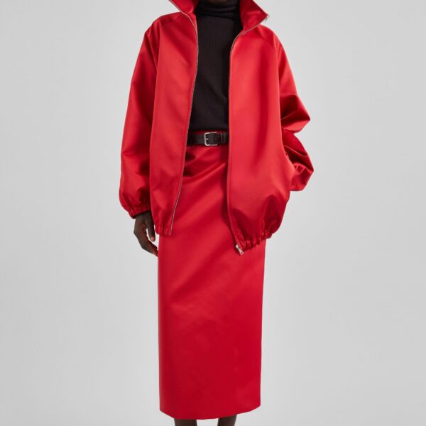 The Frankie Shop Baxter Satin Track Jacket - Red - Oversized Minimalist Jackets in Red - Shop at Coveti