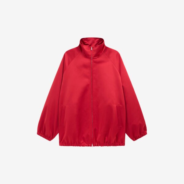 The Frankie Shop Baxter Satin Track Jacket - Red - Oversized Minimalist Jackets in Red - Shop at Coveti