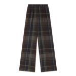 The Frankie Shop Baxter Sheer Fluid Track Pants - Navy Tartan - Oversized Minimalist Pants in Blue - Shop at Coveti