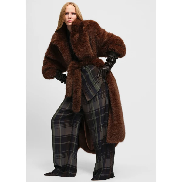 The Frankie Shop Baxter Sheer Fluid Track Pants – Navy Tartan, view 8