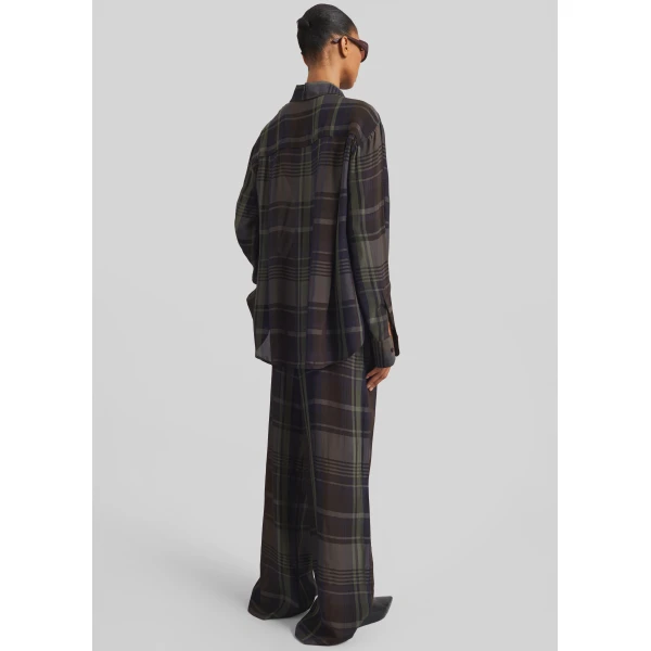 The Frankie Shop Baxter Sheer Fluid Track Pants – Navy Tartan, view 9