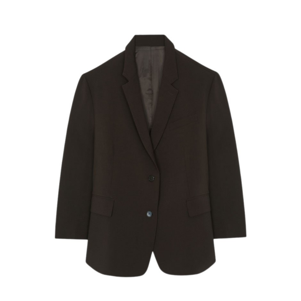 The Frankie Shop Bea Blazer - Dark Espresso - Oversized Minimalist Jackets in Brown - Shop at Coveti
