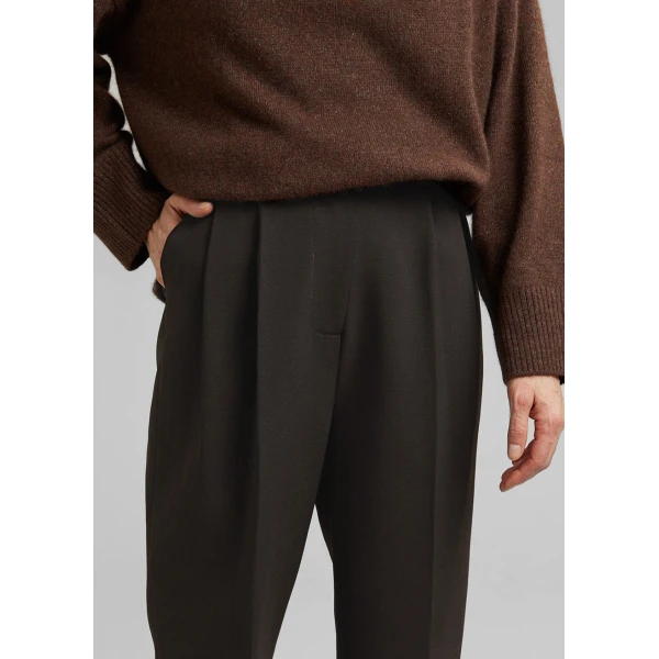 The Frankie Shop Bea Suit Pants - Dark Espresso - Oversized Minimalist Pants in Brown - Shop at Coveti