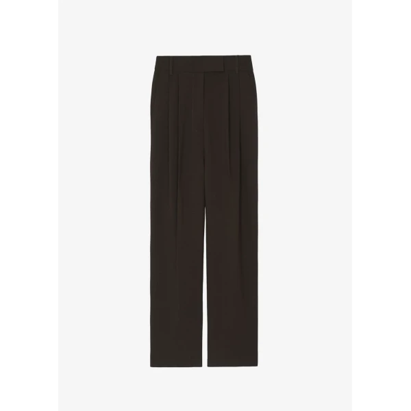 The Frankie Shop Bea Suit Pants - Dark Espresso - Oversized Minimalist Pants in Brown - Shop at Coveti