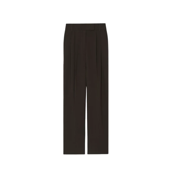 The Frankie Shop Bea Suit Pants - Dark Espresso - Oversized Minimalist Pants in Brown - Shop at Coveti