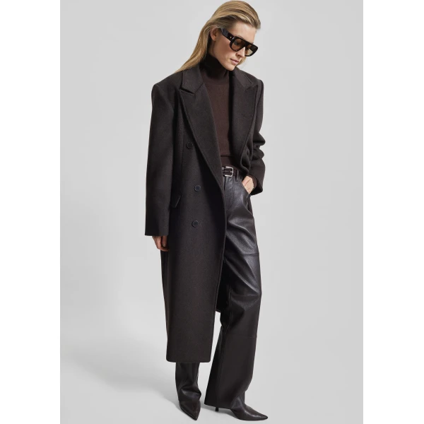 The Frankie Shop Bellace Wool Coat – Brown, view 2